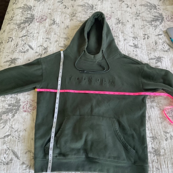 YOUNGLA Army Green Sweatshirt Hoodie Size Medium Unisex - Picture 6 of 9